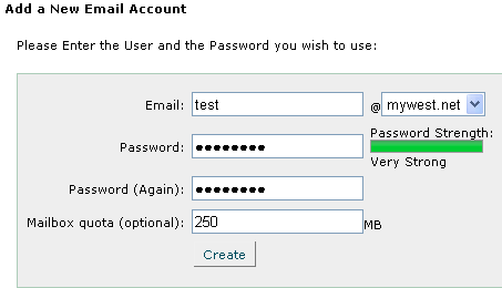Add new email account cPanel