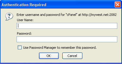 Authentication required cPanel